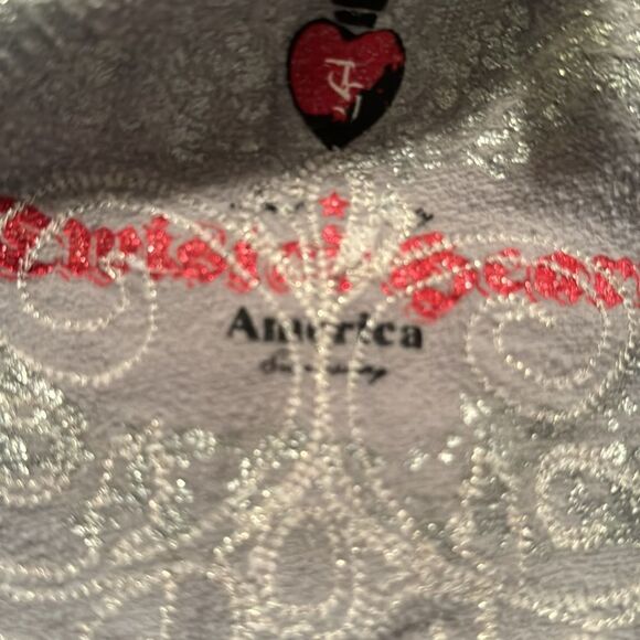 Twisted Heart America deadstock Y2K sherpa hoodie with heart beading detail EUC - Picture 8 of 14